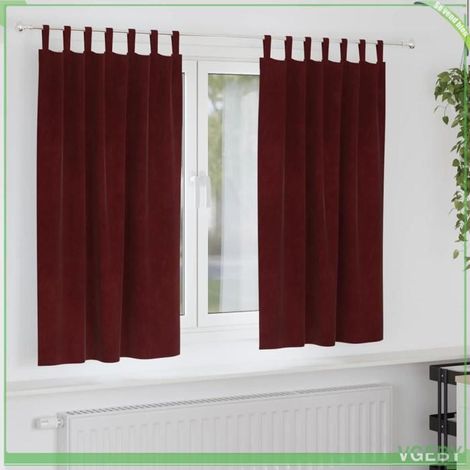 4107309 Rideaux occultants 2 pcs Bordeaux 140 x 175 cm Velours (1/4)