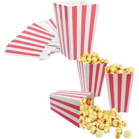 Boîtes à Popcorn, Sachet Pop Corn en Papier, Bonbons Boîtes, Boîtes à Popcorn en Carton pour Fête, Anniversaires, Soirées Cinéma,Collations, Frites (9 x 7 x 16 cm) (1/5)