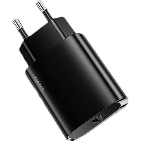 Cargador Usams 1xUSB-C T39 20W (solo cabezal) PD3.0 Carga rápida negro/negro CC131TC01 (US-CC131)