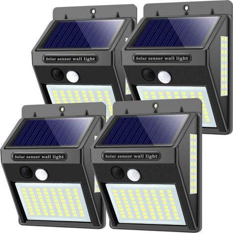 Lampes solaires pour extérieur,haute qualité 100LED-1000Lumen lumière solaire extérieure 1200mAh applique murale étanche-4 (1/4)