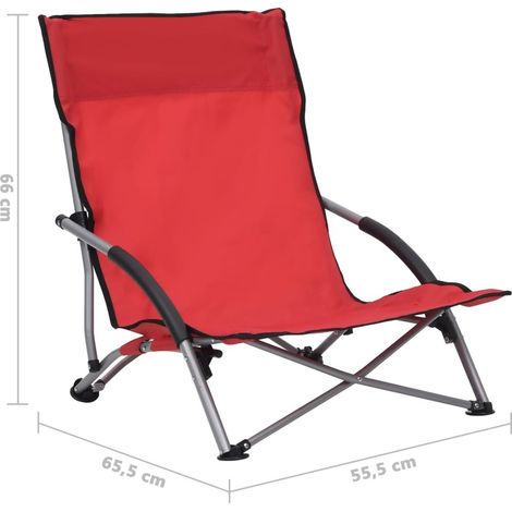 2 Chaises Pliables Basses Rouges de camping ou de plage moderne et de qualité (1/5)