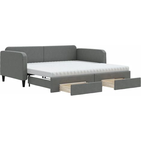 Maison Exclusive - Divano Letto Estraibile Cassetti Grigio Scuro 100x200cm Tessuto
