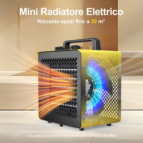 Riscaldatore elettrico in ceramica 3000W – Termoventilatore compatto ed economico per ufficio, design moderno – Giallo [Classe energetica A] (1/5)