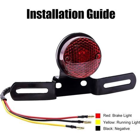 Motorradrücklicht mit Halterung, runde Kennzeichenbeleuchtung, 12V-Bremslicht (1/4)