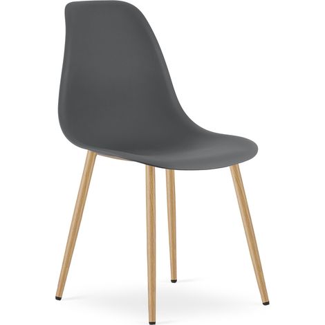 Sedia scandinava WAT grigio scuro con gambe effetto legno (1/5)