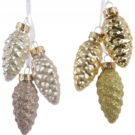 Adornos para árbol de Navidad, conos decorativos, 3 unidades, 6 cm