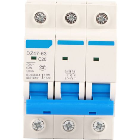 Miniatur-3-poliger Leitungsschutzschalter AC 400 V 6/10/16/20 A Sicherheits-Leitungsschutzschalter MCB DZ47-63 (20 A) (1/4)