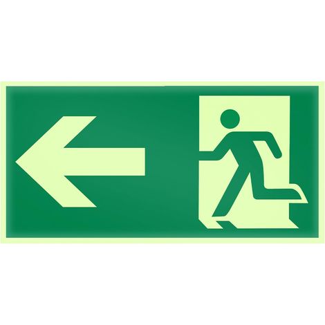 Panneau Photoluminescent Sortie de Secours Flèche Gauche 15×30 cm Signalisation Autocollante pour Évacuation, Résistant à l’Eau, aux Rayures et aux UV Idéal pour Bâtiments Bureaux Écoles et Sous-Sols (1/5)