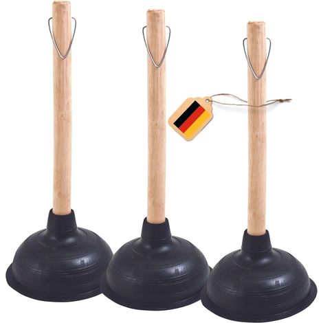 Novaliv 3 pièces déboucheur 140 mm Ø ventouse déboucheur WC avec manche en bois déboucheur WC d'un diamètre de 14,5 cm IDÉAL comme déboucheur pour