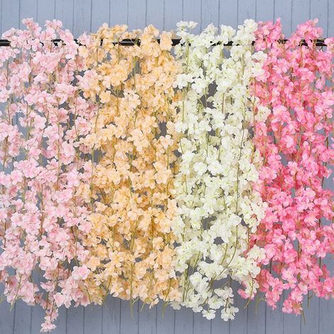 Rattan Artificiel pour Décorations Guirlande Fleurs en Soie 1.8m avec 135 Fleurs Champagne Hanging Ring pour Installation Facile à la Maison ou Mariage (1/5)