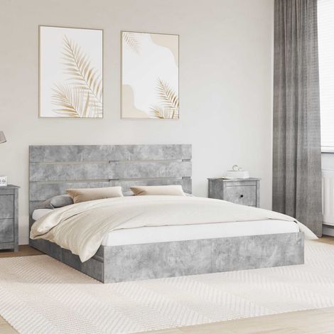 Storage Bed Concrete Grey 200 x 200 cm Engineered Wood vidaXL