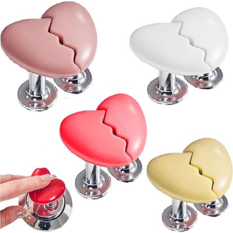 Bouton de réservoir de toilette en forme de cœur, bouton de toilette rond et coloré en forme de cœur, aide pour pousser le bouton de toilette (lot de 4) (1/5)