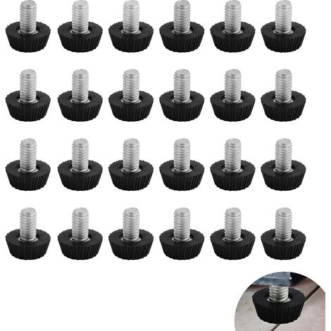 24 verstellbare Nivellierfüße M6 x 9 x 16 mm für Möbel, Schutzgleiter für Tische, Stühle und Geräte, rutschfeste und feuchtigkeitsbeständige Unterseite, einfache Montage (1/5)