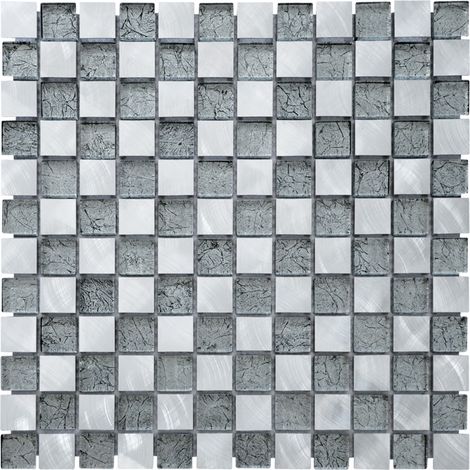 MOSAIQUE VERRALU ARGENT 1 PLAQUE 30 x 30 CM CASA LINEA
