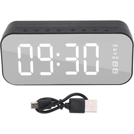 Réveil Enceinte Bluetooth Rétro Miroir, Haut-parleur Numérique Multifonction avec Son Puissant 3W, Design Compact en ABS pour Bureau ou Chambre à Coucher (1/5)