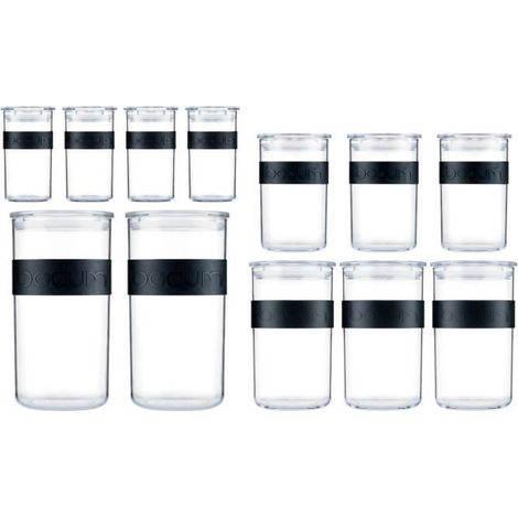 Storage jars - BODUM - PRESSO SET - 12 plastic jars with airtight lids