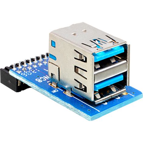 USB 3.2 Gen 1 Adapter, 19 Pin Header  2x USB-A Buchse Verwendung: Erweitert den PC um 2 interne USB-A Buchsen