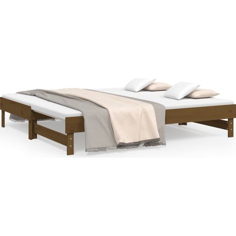 Lit coulissant sans matelas marron miel 2x(75x190) cm CFW61909 (1/5)