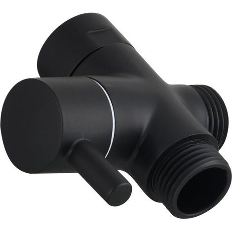 Vanne 3 Voies en Laiton Vanne d'Arret G 1/2 Robinet d'Arret pour Douchette Douche Salle de Bain, Noir, (1/5)
