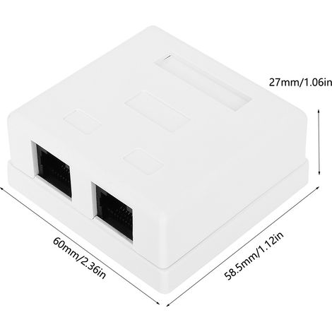 Boîtier de bureau double port de catégorie 6, boîtier d'information de bureau RJ45-8P8C de catégorie 6, boîtier réseau d'information double port Cat.6. (1/5)