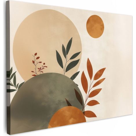 CUADRO EN LIENZO Formas - Redondo - Hojas - Beige Cuadros 40x30 cm