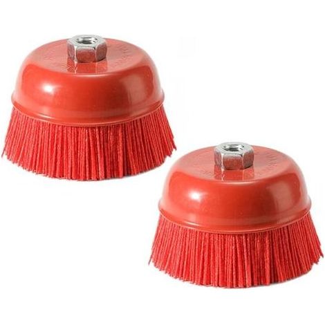 Lntyq 2 Pièces Brosse Metallique pour Perceuse M14, Brosse Nylon,Brosse Perceuse Nettoyage,Brosse Nylon pour Meuleuse,pour Nettoyage et Polissage du Métal,75 mm (1/5)