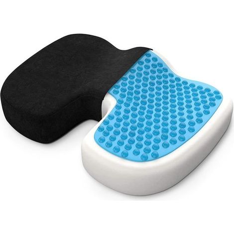 Coussin Coccyx Anti escarre fessier avec Gel Respirant, Coussin de siège orthopédique Ergonomique mémoire de Forme, Voiture (1/4)