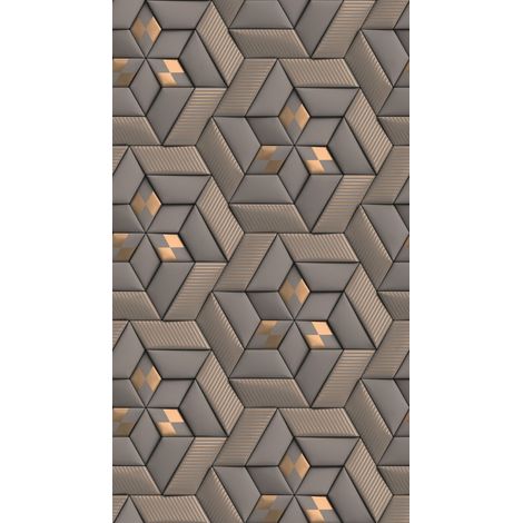 A.S. Creations – Papier peint vinyle sur intissé marron – Motif géométrique 3D – Lessivable et strippable – Bonne résistance à la lumière