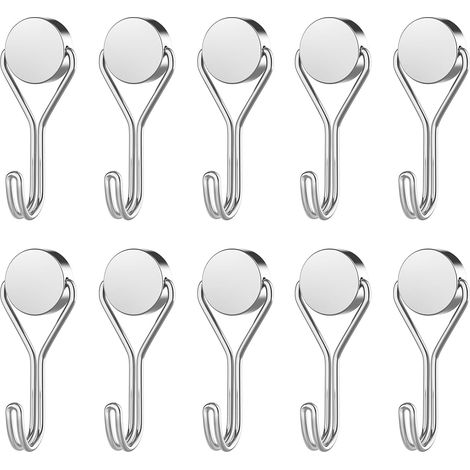 Lot de 10 crochets magnétiques extra puissants, 16 mm, argent. (1/5)