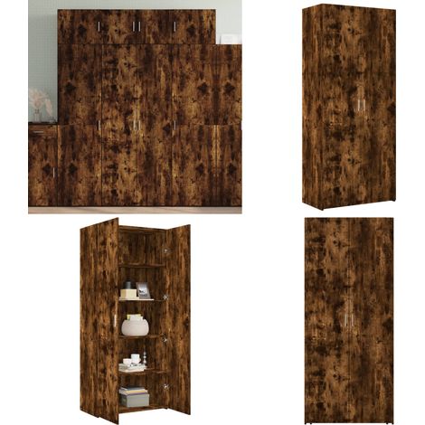 Highboard Räuchereiche 80x42,5x185 cm Holzwerkstoff - Highboard - Holzwerkstoff (1/5)