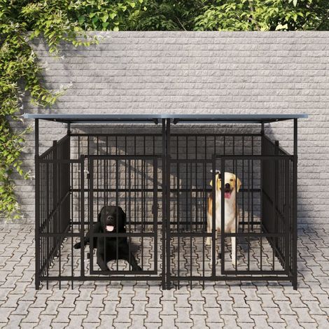 Chenil d'extérieur pour chiens Parc enclos pour animaux - Acier 3,75 m² BV231712 - BonneVie (1/5)