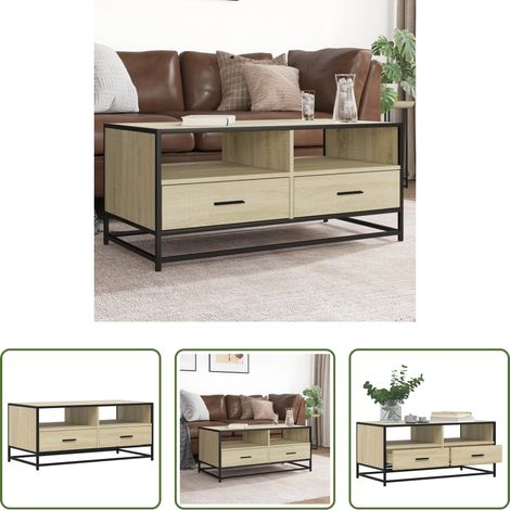 Table basse chêne sonoma -  Table basse chêne sonoma 100x50x45cm bois d'ingénierie et métal (1/5)