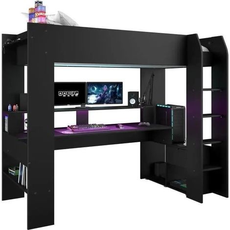 Parisot Gamer ONLINE Hochbett schwarz 90 x 200 cm
