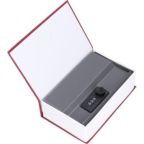 Coffre-fort en acier imitation livre rouge, modèle classique à serrure codée, boîte secrète cachée de haute qualité (1/5)