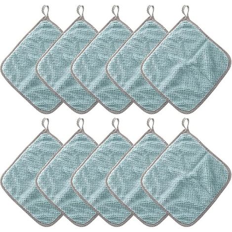 Lot de 10 chiffons de nettoyage en velours corail pour cuisine, éponges absorbantes épaisses lavables, torchons à suspendre (1/2)