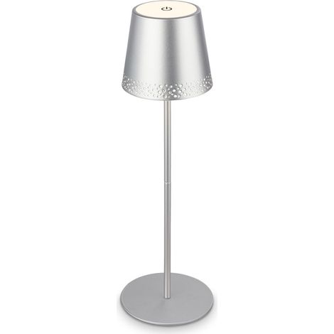 Lampada da tavolo a batteria ricaricabile LED 38 cm 2,6W 280lm 2600mAh batteria USB-C cromata Briloner (1/5)