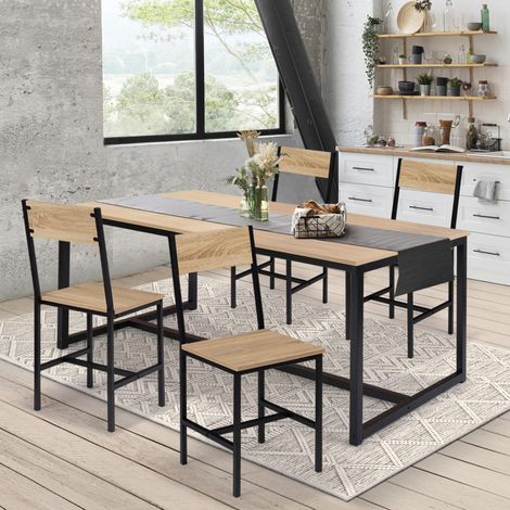 Lote de 4 sillas de cocina de diseño industrial DETROIT