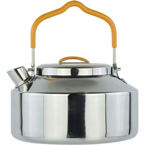 Bouilloire de camping en acier inoxydable 1L, durable et compacte, idéale pour la pêche, la survie, la randonnée, les activités de plein air et les pique-niques.