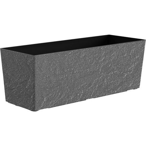 Jardinière Stone - Pot de Fleurs avec système d'irrigation/Trou de Drainage - Résistant au Gel - Environ 49,5 x 19 x 19 cm - Polypropylène - Gris (1/4)