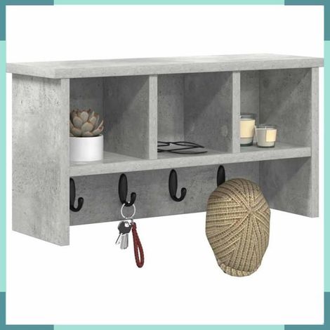 874310 Porte-manteau mural avec étagère Gris béton 50 x 16 x 26 cm (1/5)