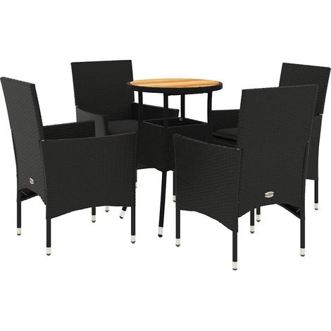 Maison Exclusive - Set de comedor jardín 5 pzas con cojines ratán (1/5)