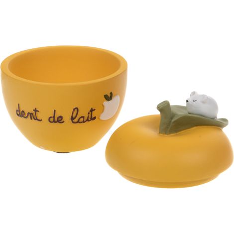 Petite boite à dents de lait en résine en forme de pomme jaune (1/2)