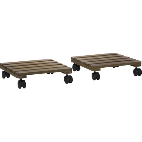 Set aus 2 quadratischen Pflanzenständern mit Rollen, Blumentopfhalter, für drinnen und draußen