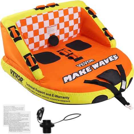 VEVOR Sofá Inflable con Tubo Remolcable Asientos de Cubierta y Respaldo Carga de 154kg 1-2 Pasajeros Tubos Remolcables para Deporte Acuático con parachoques para Barcos Cubierta Completa de Nailon