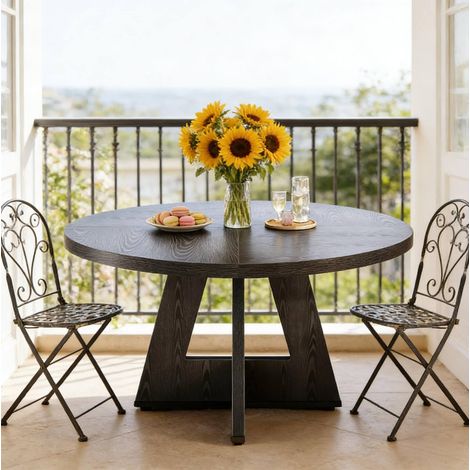Tavolo pranzo rotondo 120 cm in legno ingegnerizzato OKMYHOME (1/5)
