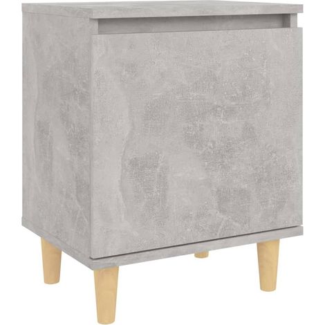 Table de chevet avec pieds en bois Gris béton 40x30x50 (1/5)