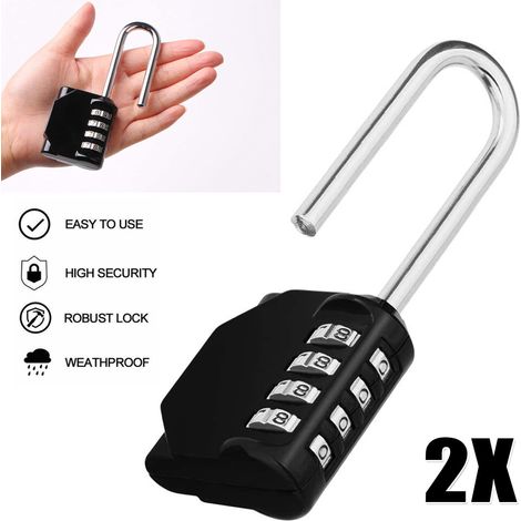 Lot de 2 cadenas de sécurité extérieurs résistants aux intempéries, avec combinaison robuste à 4 chiffres.