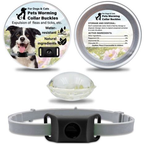 Lot de 2 colliers anti-insectes en silicone pour animaux de compagnie, anti-puces et anti-tiques, noirs (1/5)