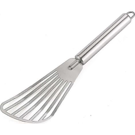 Fischwender, Edelstahl-Fischwender mit Schlitzen, Küchenspatel aus Metall zum Wenden von gebratenem Fisch, Fleisch, Eiern und Pfannkuchen (1/5)