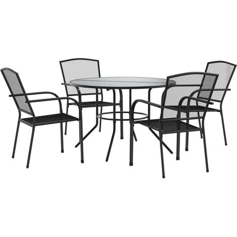 Maison Exclusive - Set Sedie Giardino Impilabili 5pz Antracite Acciaio Verniciato
